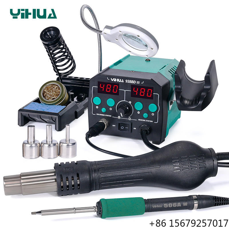 Hot Air Rework Station T12 - YIHUA 938BD-III 775W 2'si 1 Arada